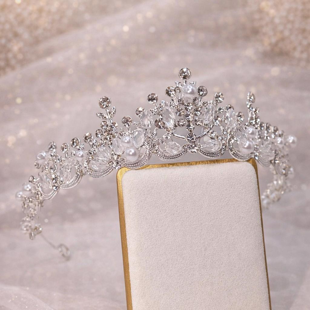 Silver Bridal Tiara – Crystal Wedding Crown I