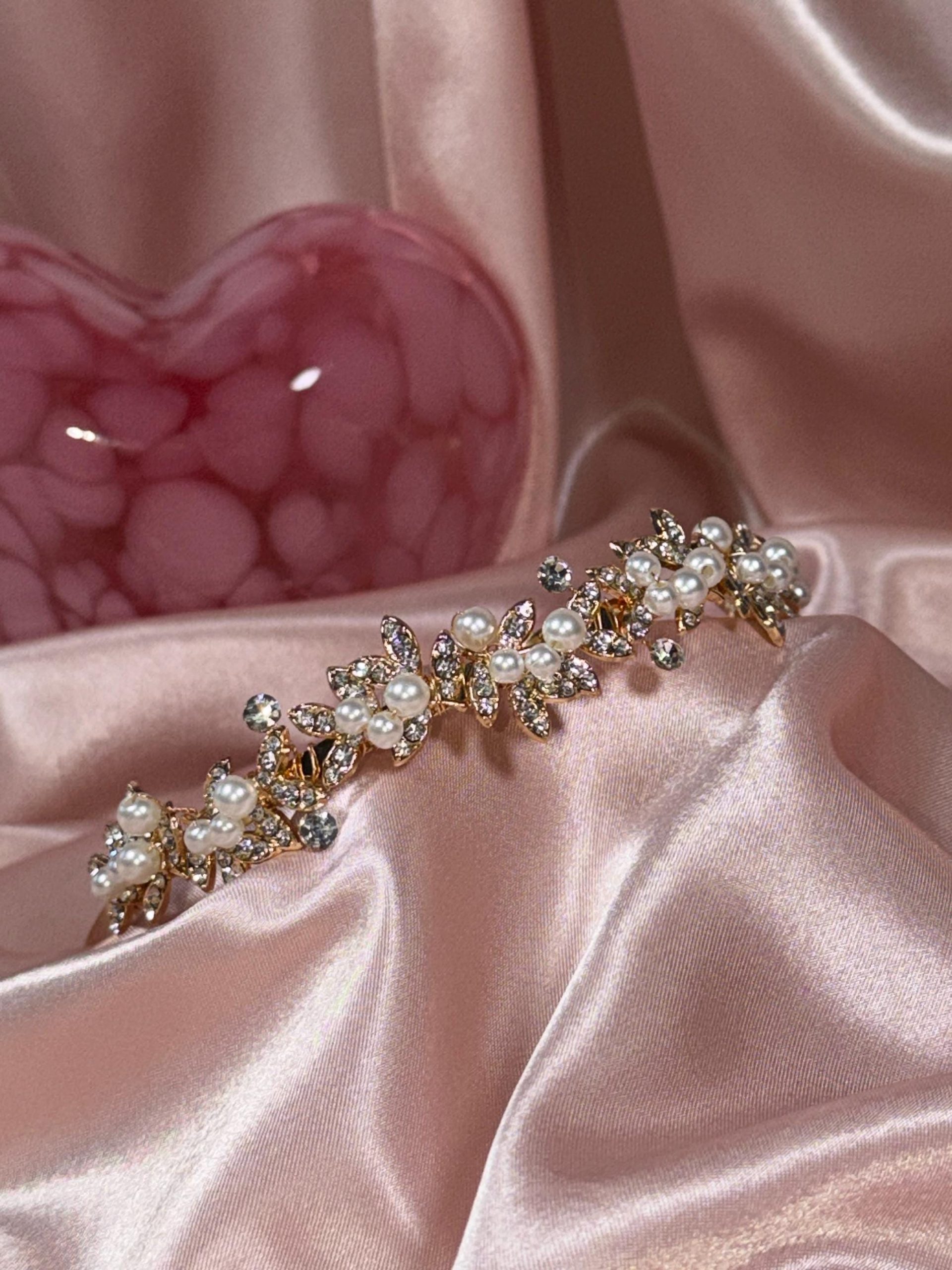 Gold Pearl Bridal Headband