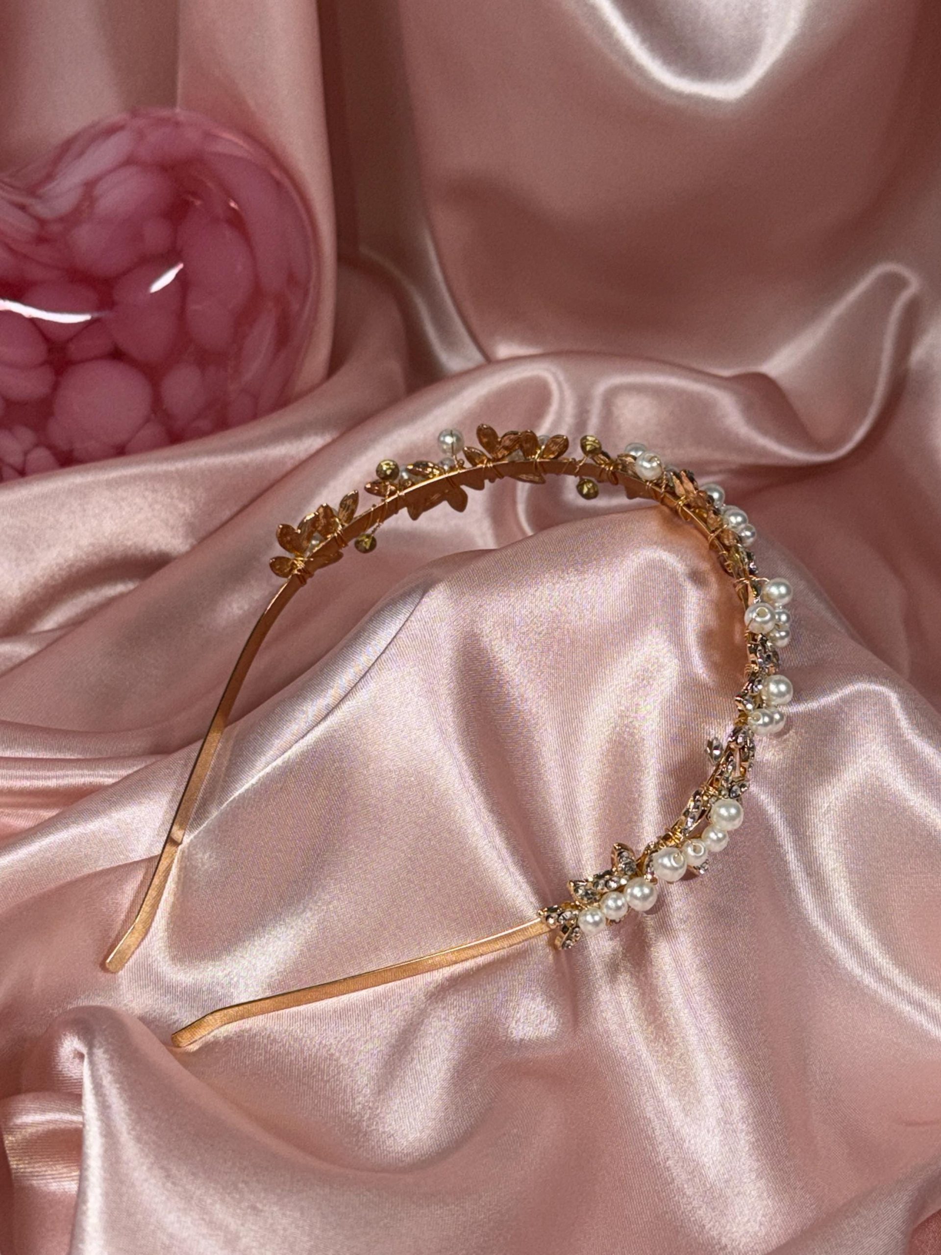 Gold Pearl Bridal Headband
