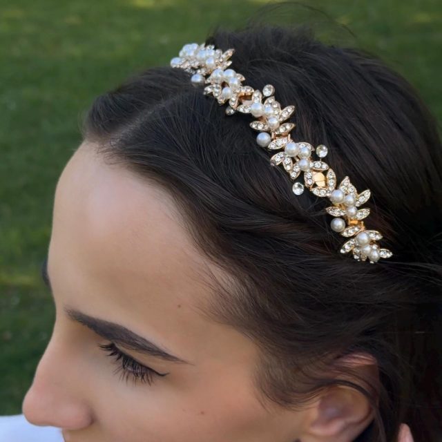 Gold Pearl Bridal Headband