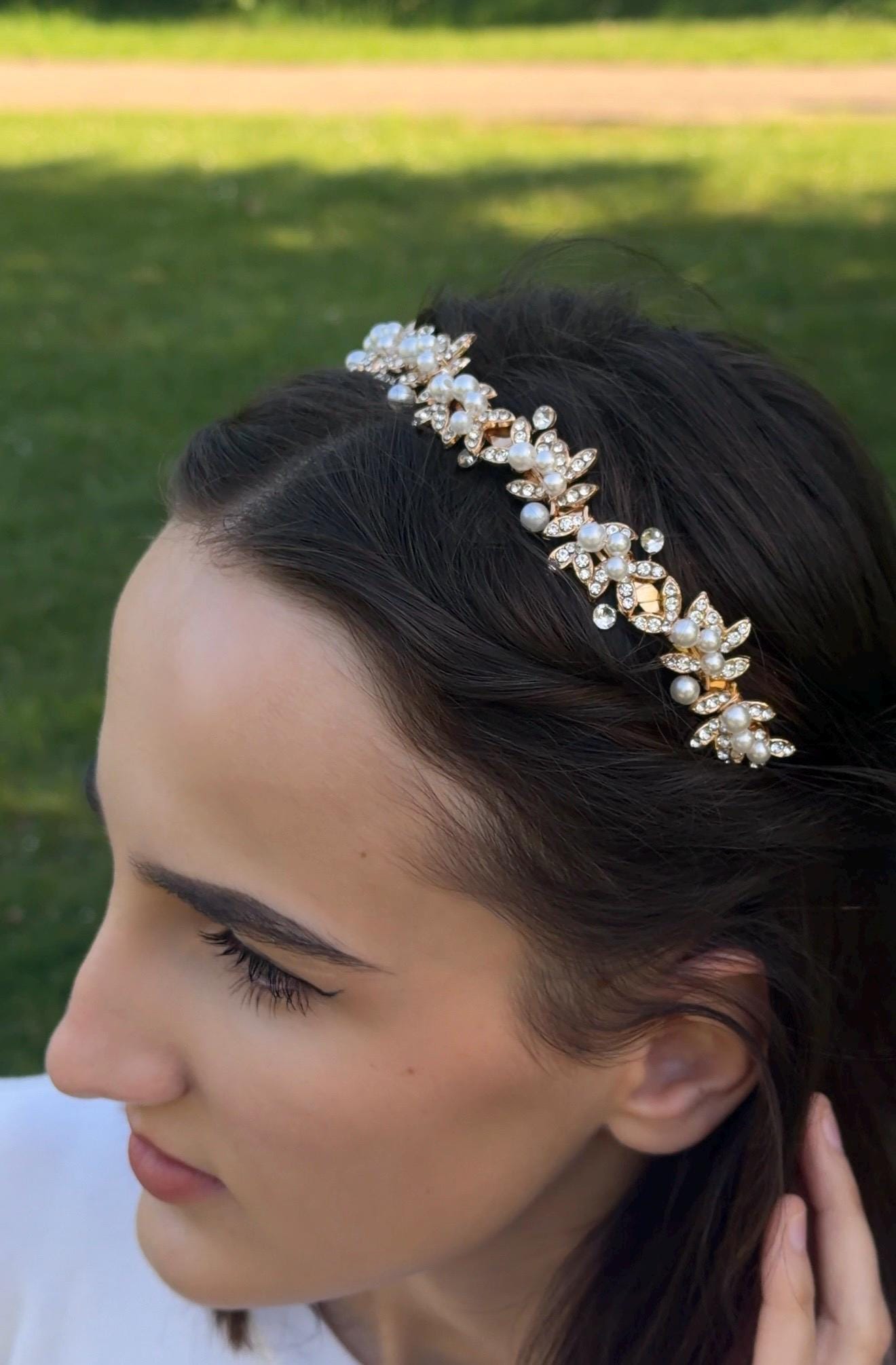 Gold Pearl Bridal Headband