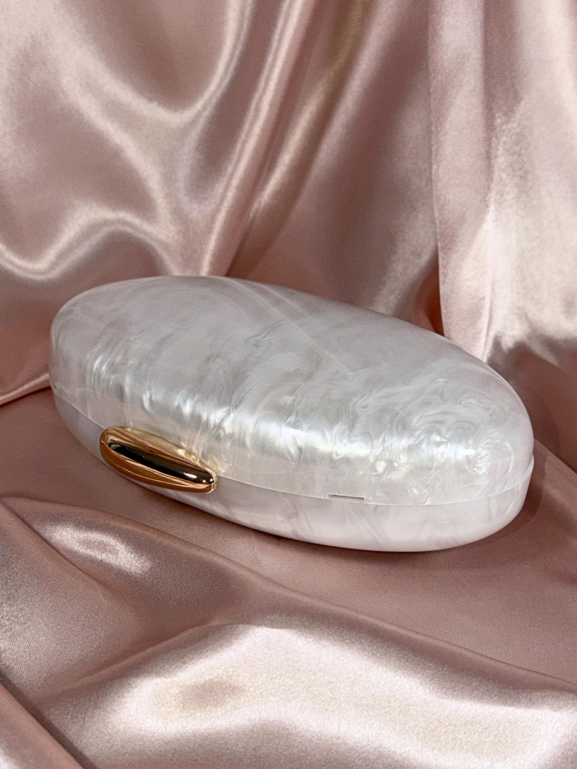 White Oval Clutch Purse