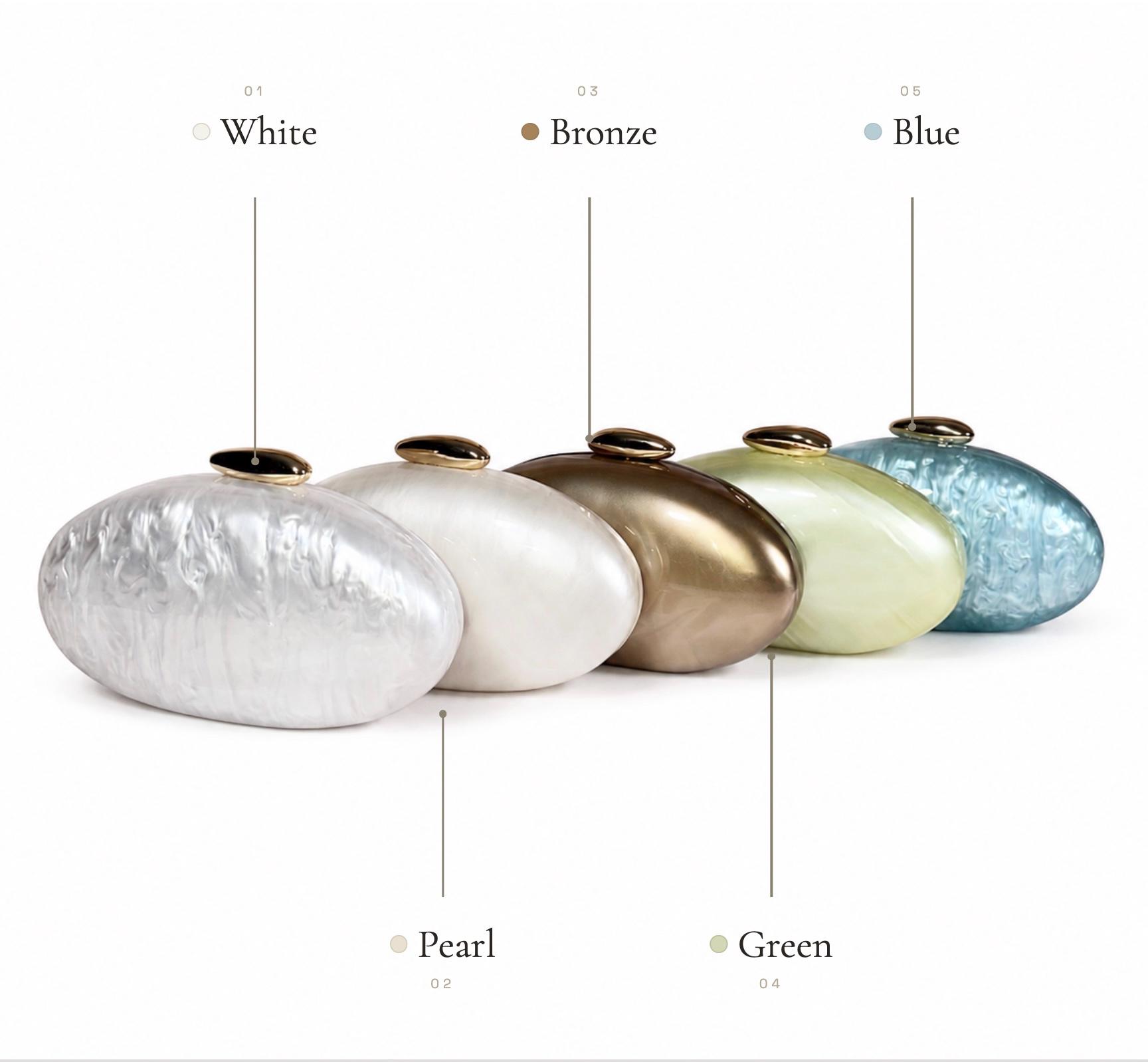 White Oval Clutch Purse