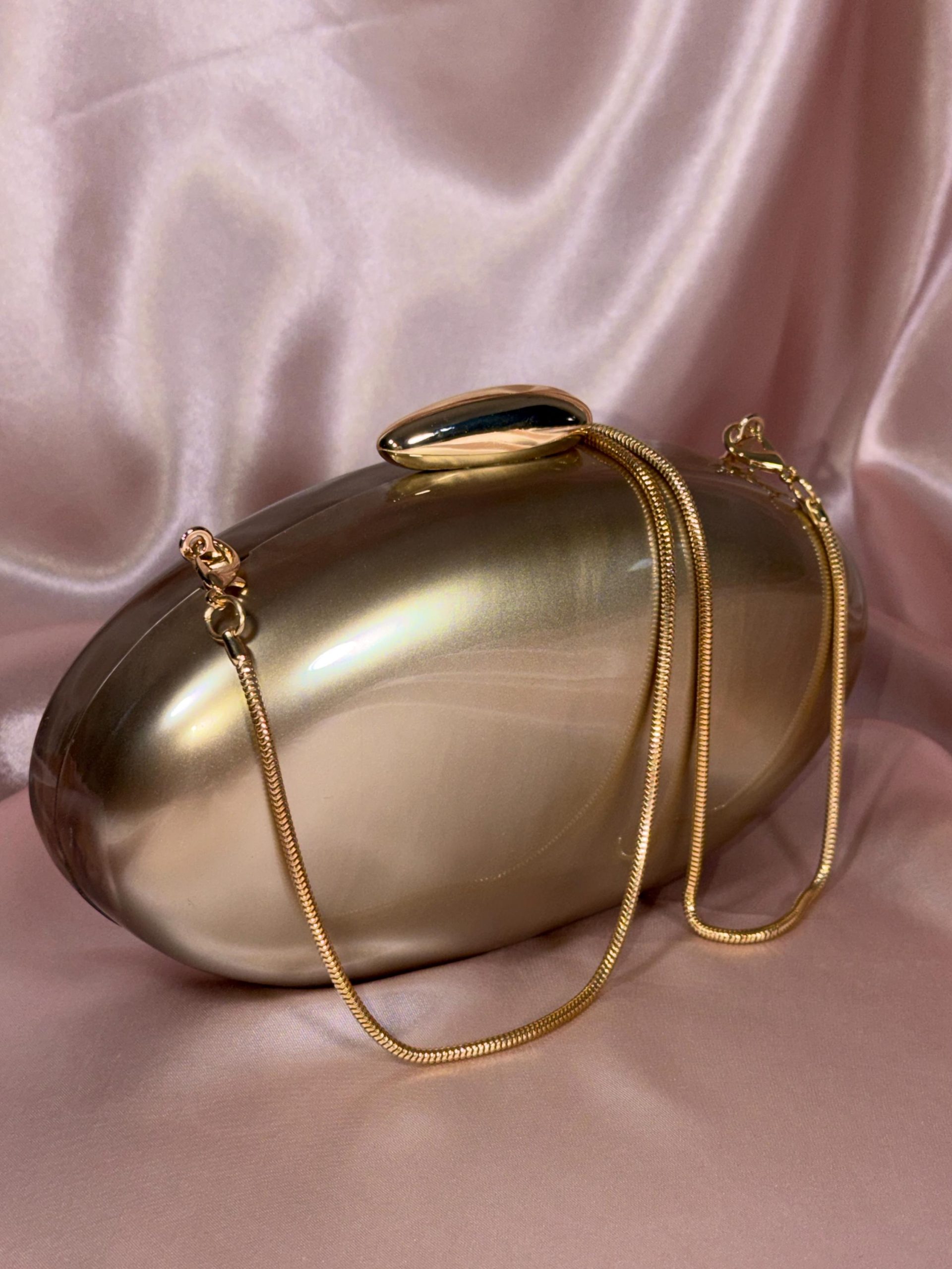 White Oval Clutch Purse