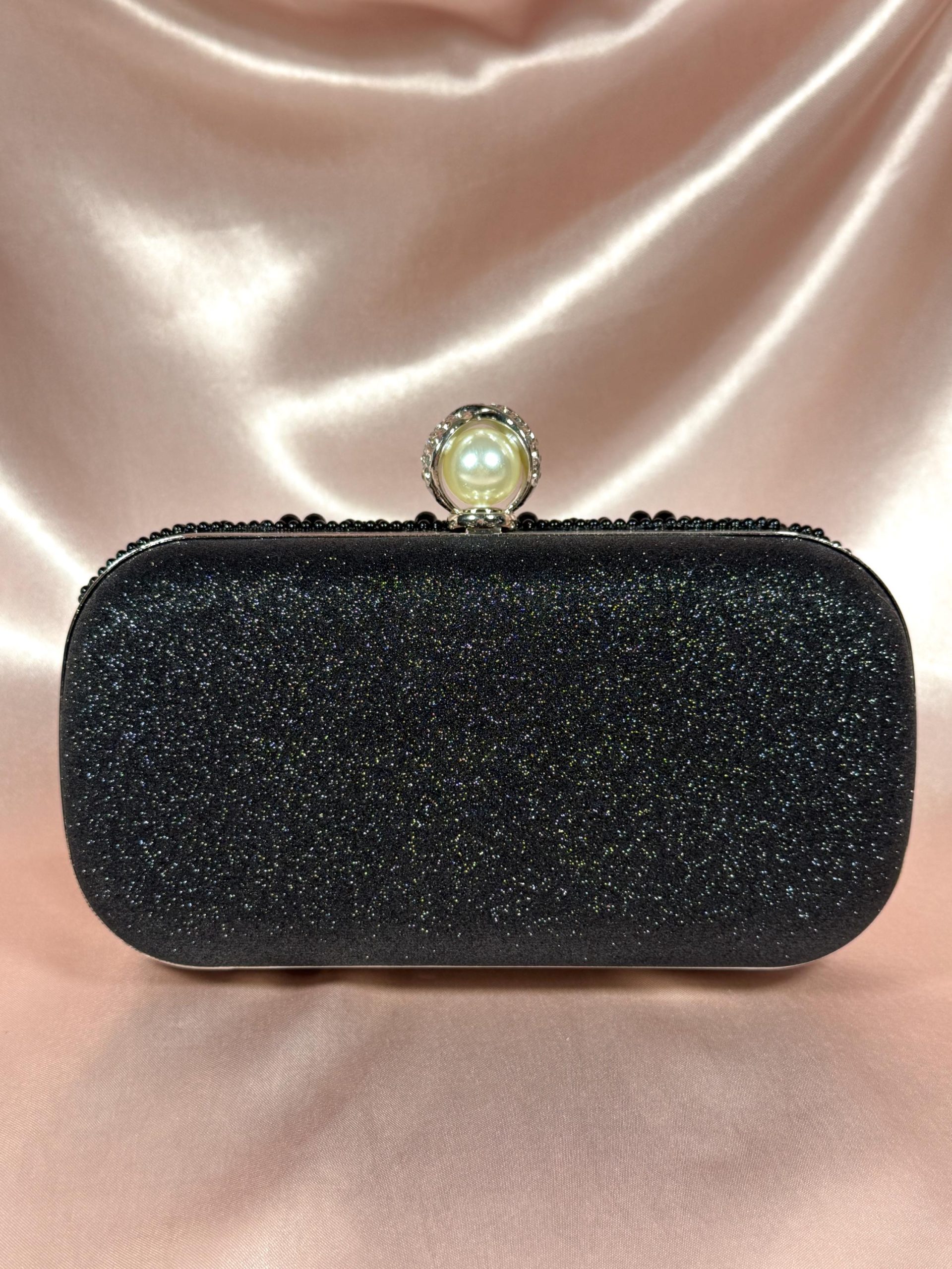 Black Pearl Clutch Purse – Handmade Wedding Bag