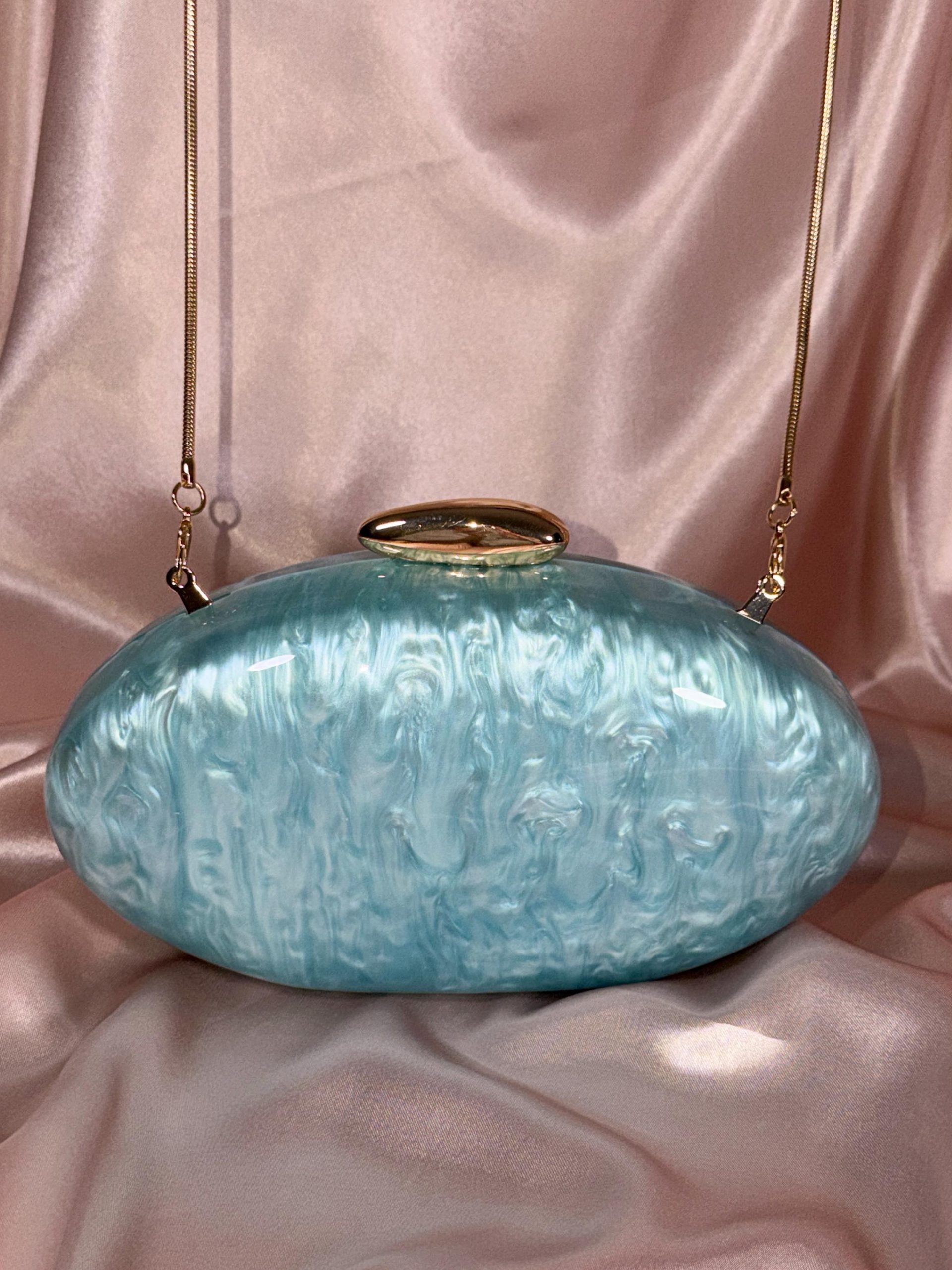 Blue Oval Clutch Purse