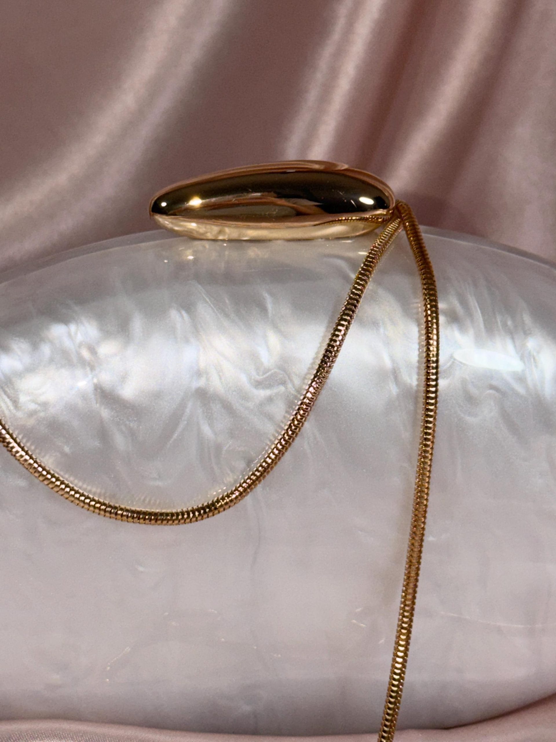 White Oval Clutch Purse