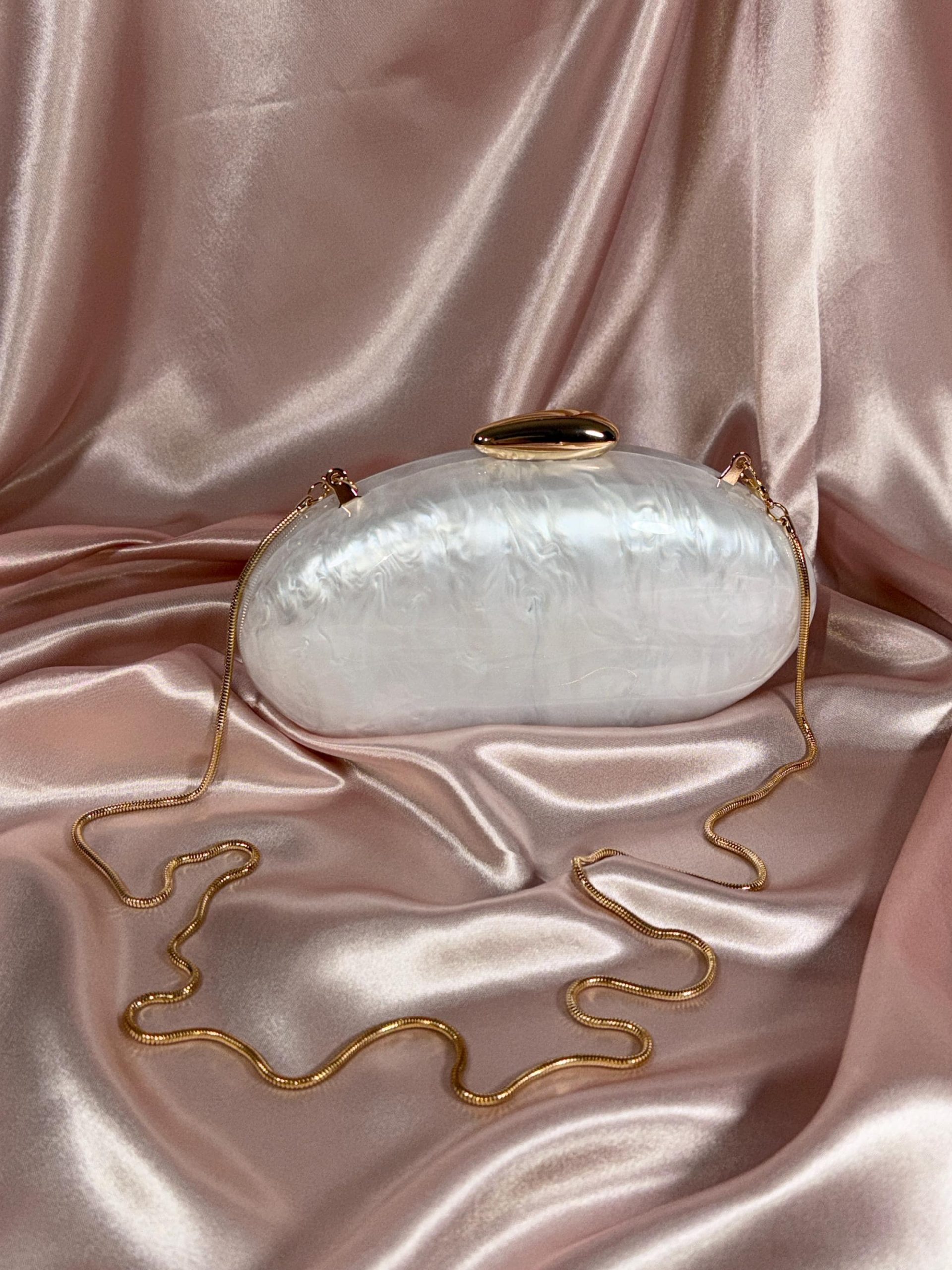 White Oval Clutch Purse