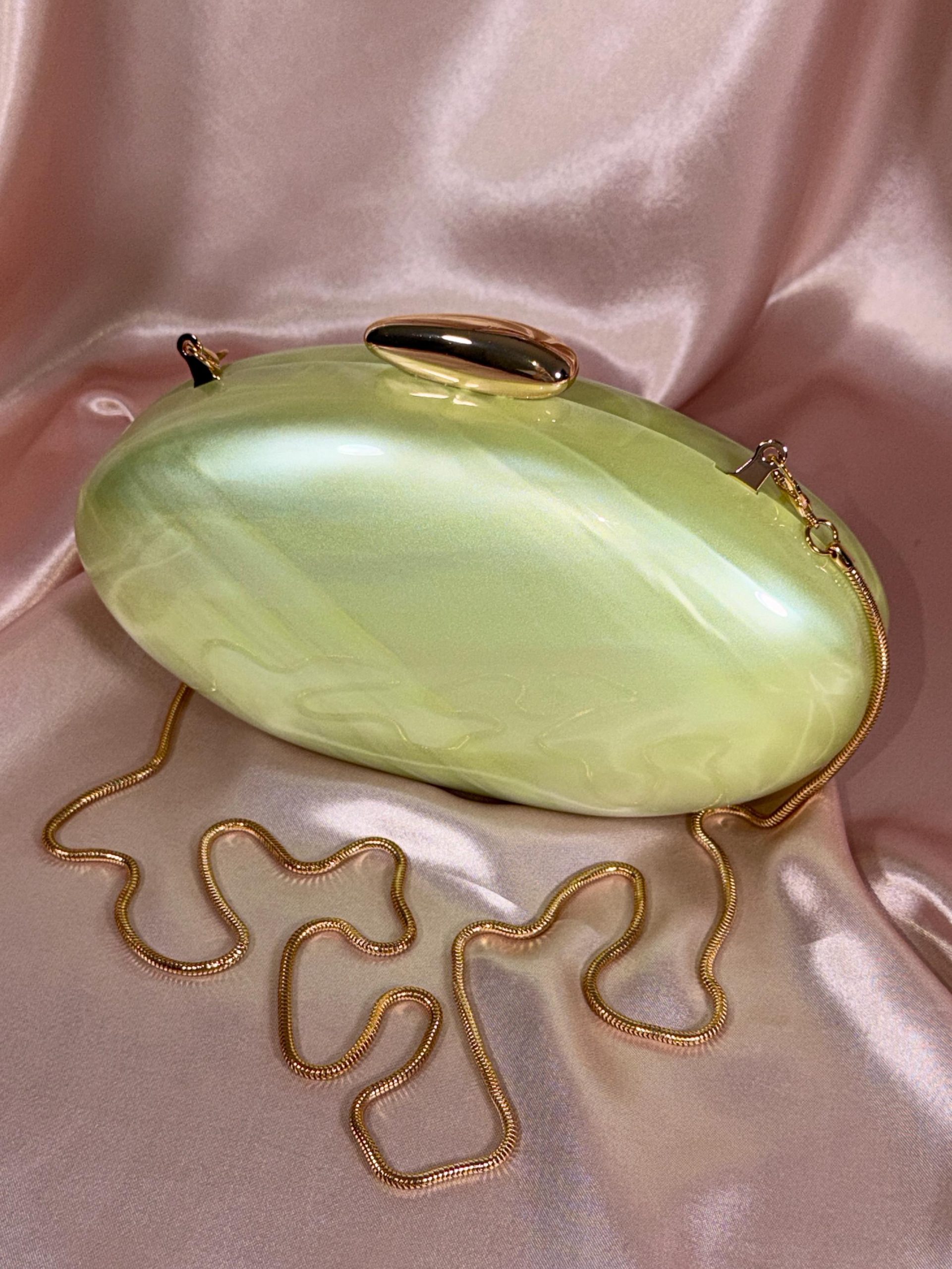 White Oval Clutch Purse