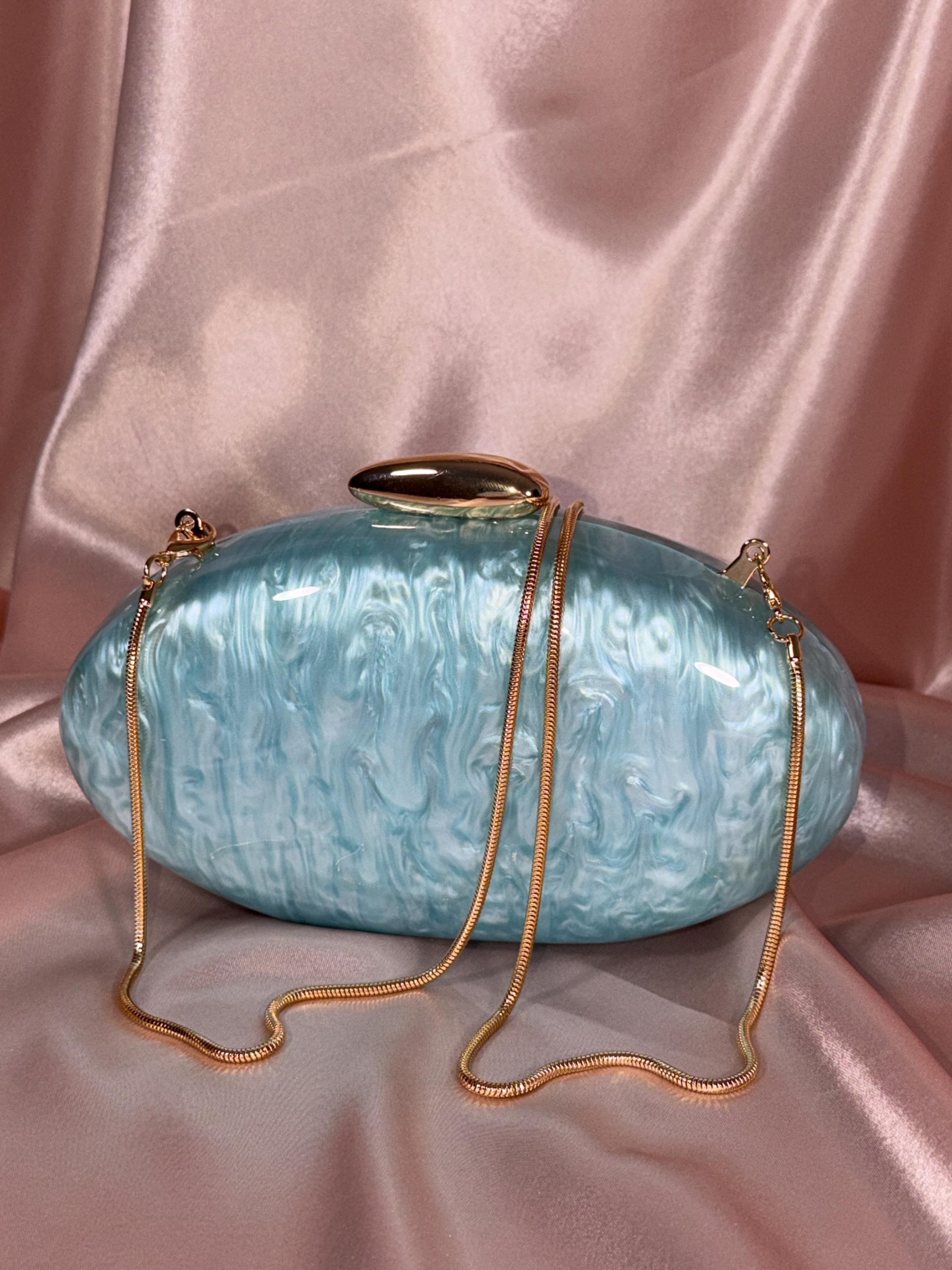 White Oval Clutch Purse