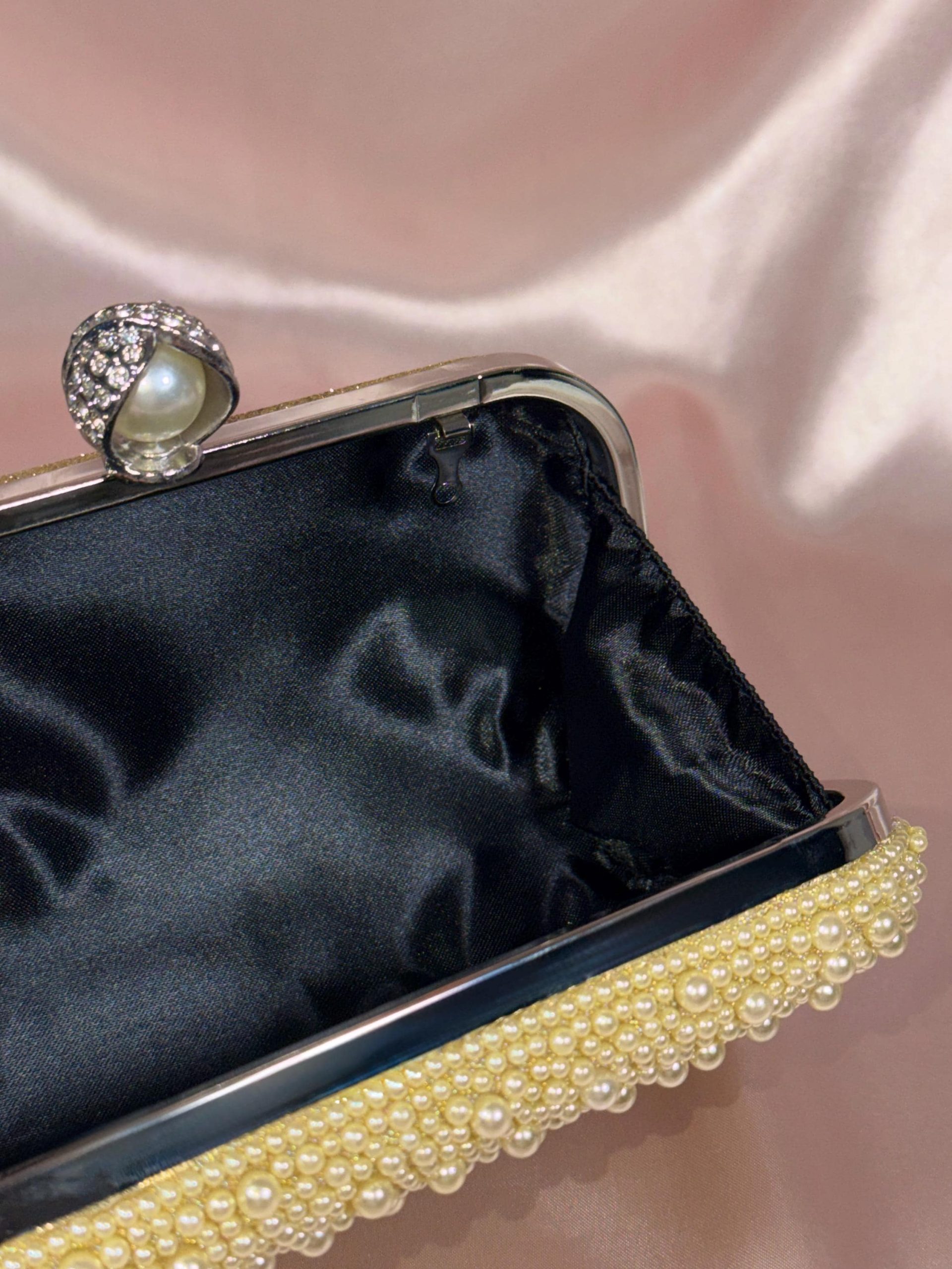 Gold Pearl Clutch Purse – Handmade Wedding Bag