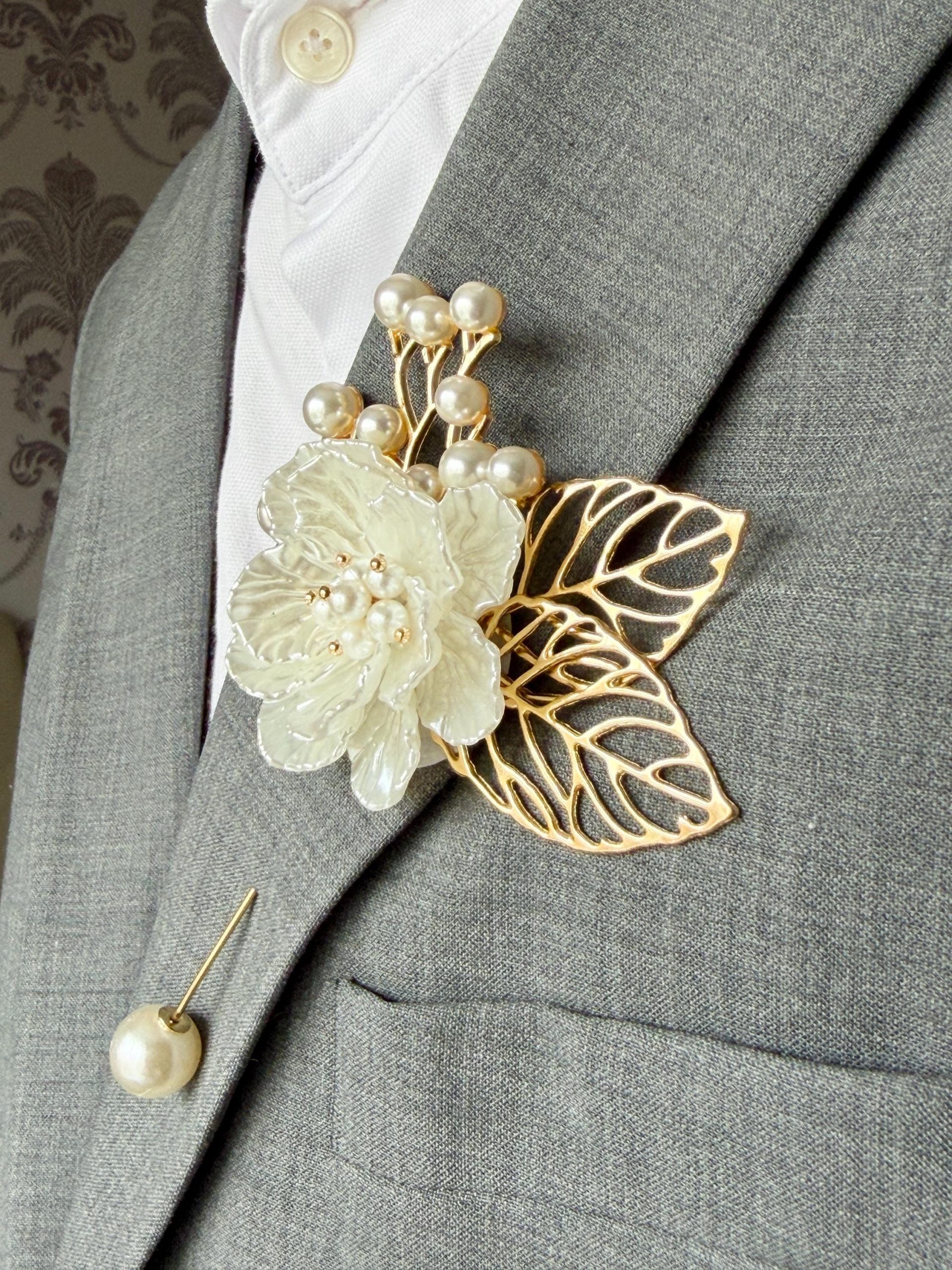 Wrist Corsage Bracelet and Boutonniere Set