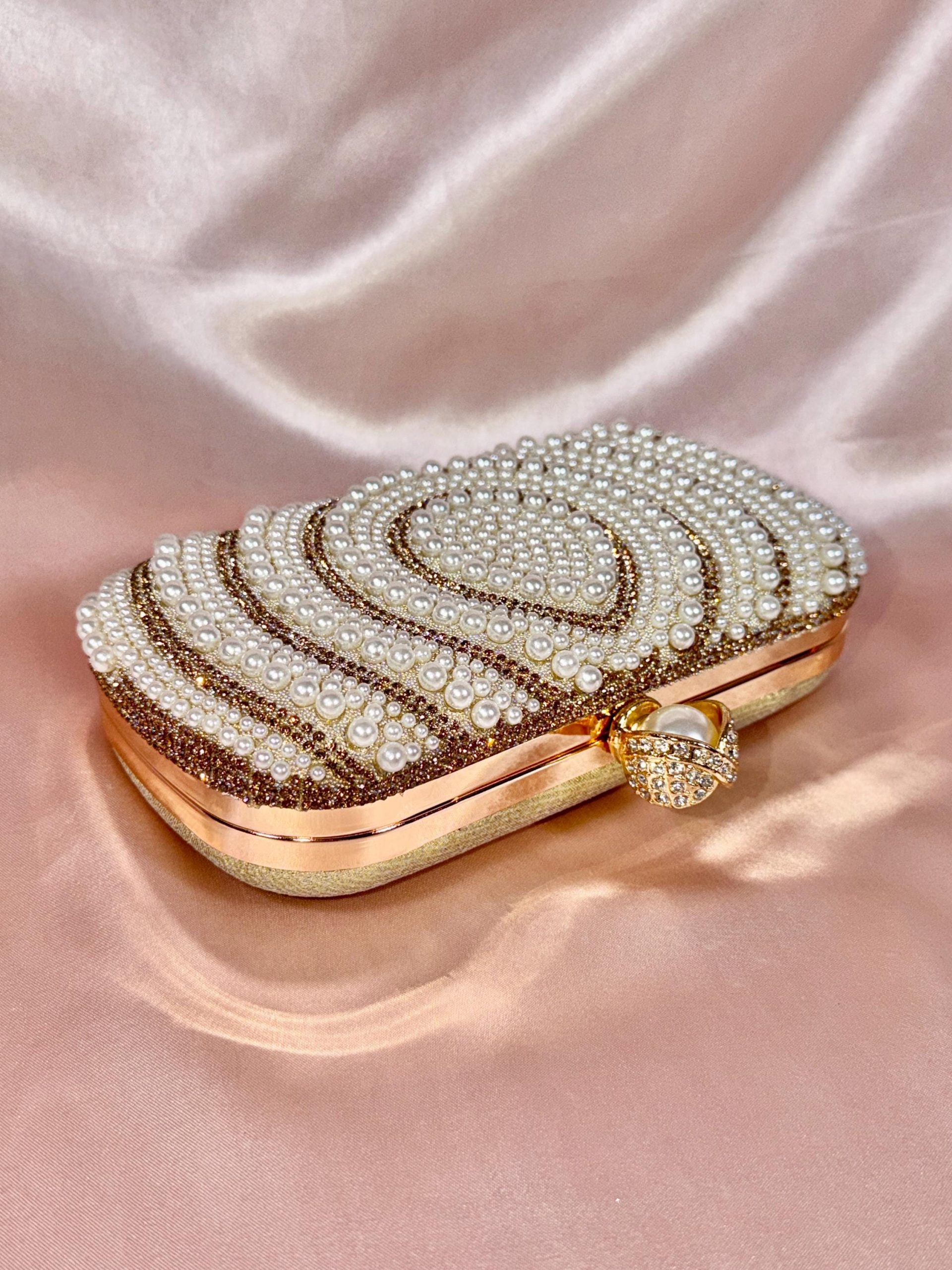 Pink Pearl Clutch Purse – Beaded Clutch Bag