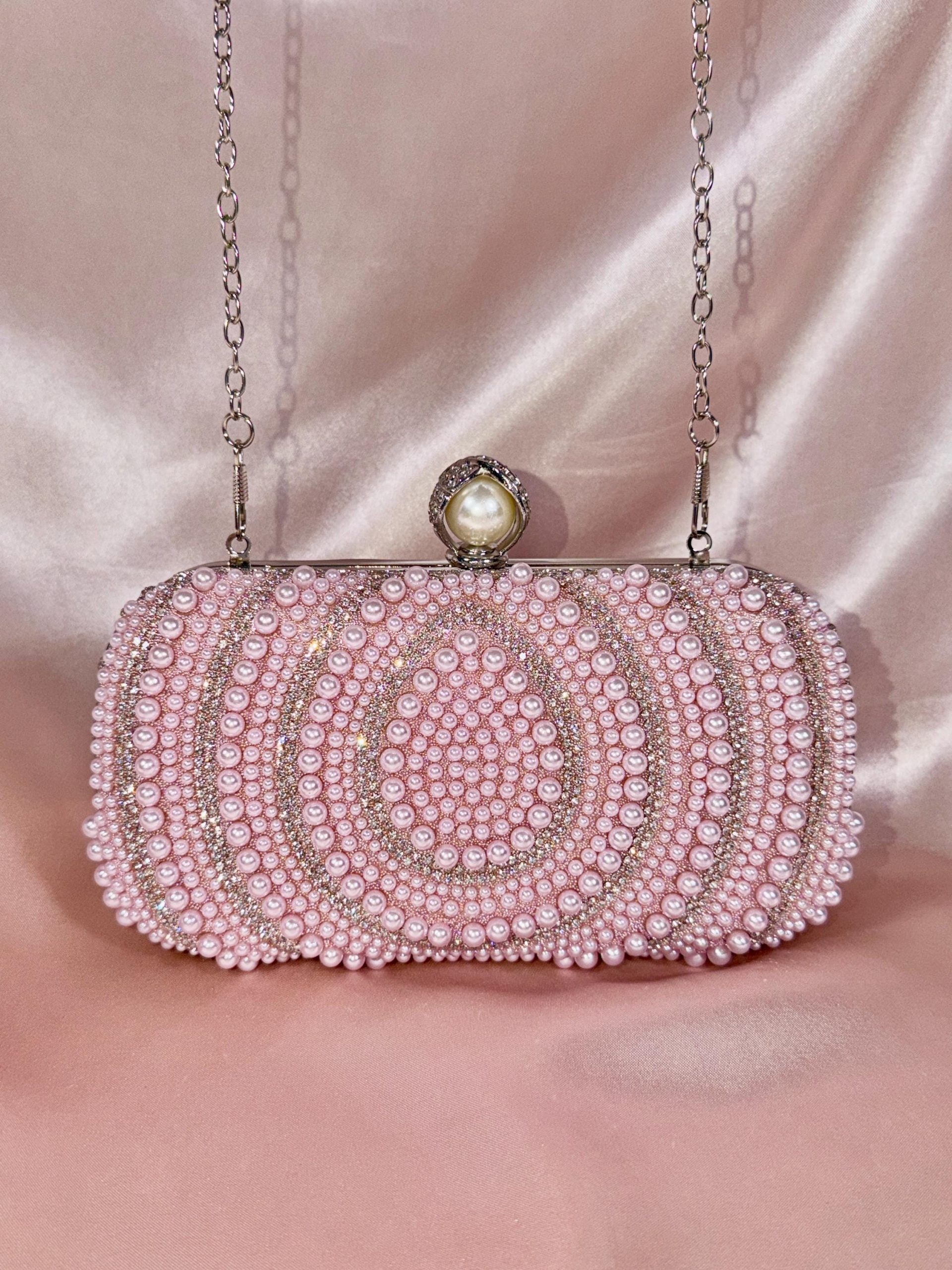 Pink Pearl Clutch Purse – Beaded Clutch Bag