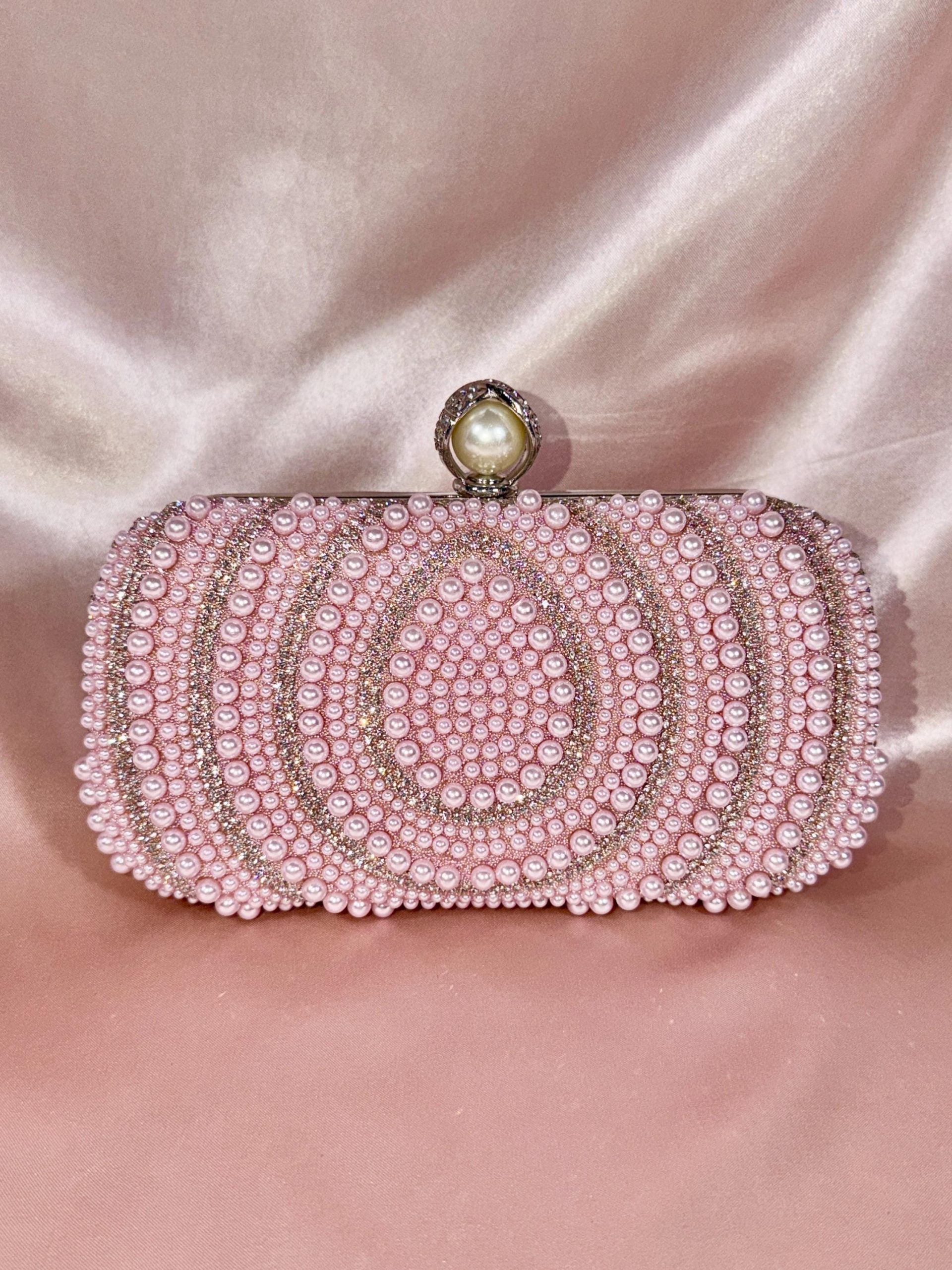 Pink Pearl Clutch Purse – Beaded Clutch Bag