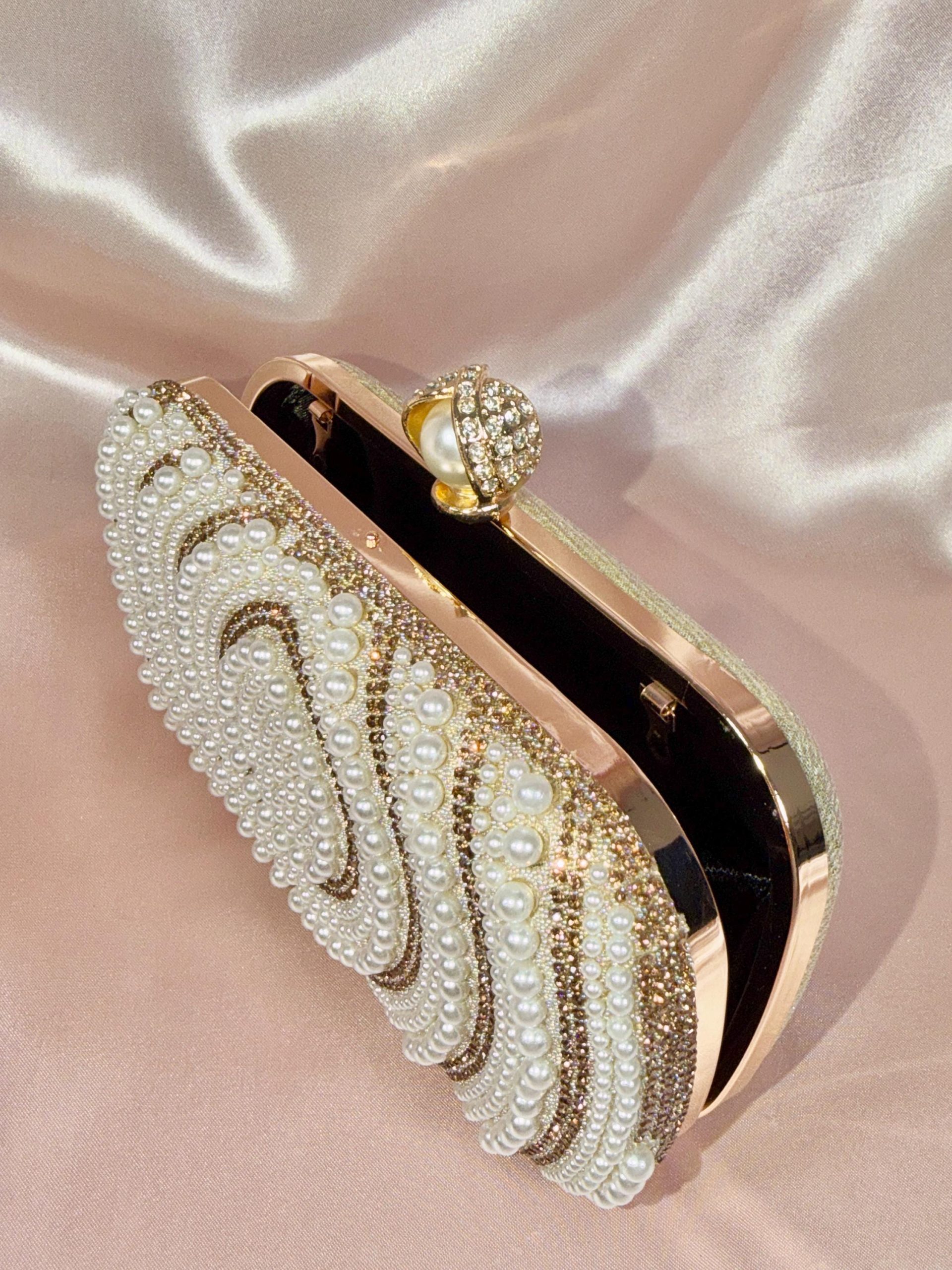 Gold Pearl Clutch Purse – Beaded Clutch Bag