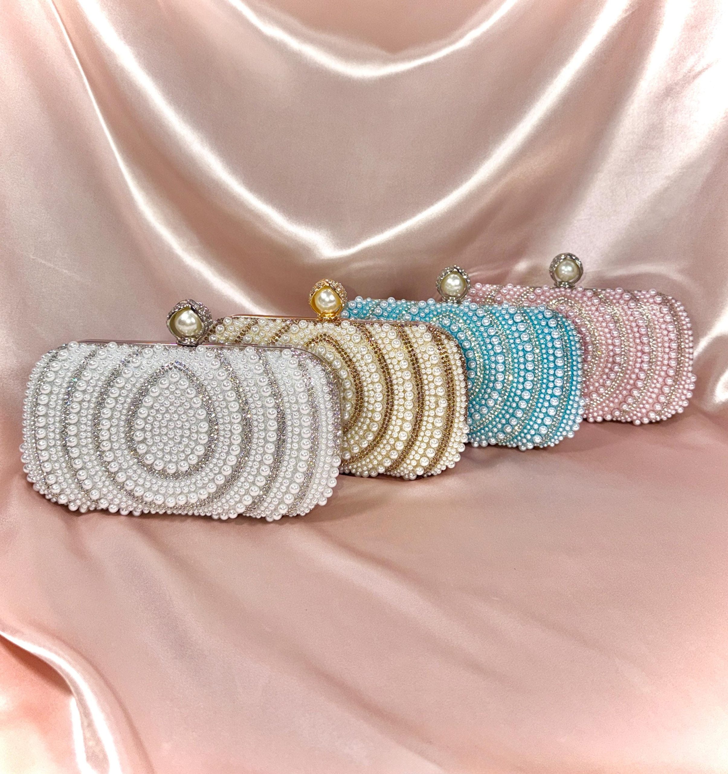 Pink Pearl Clutch Purse – Beaded Clutch Bag