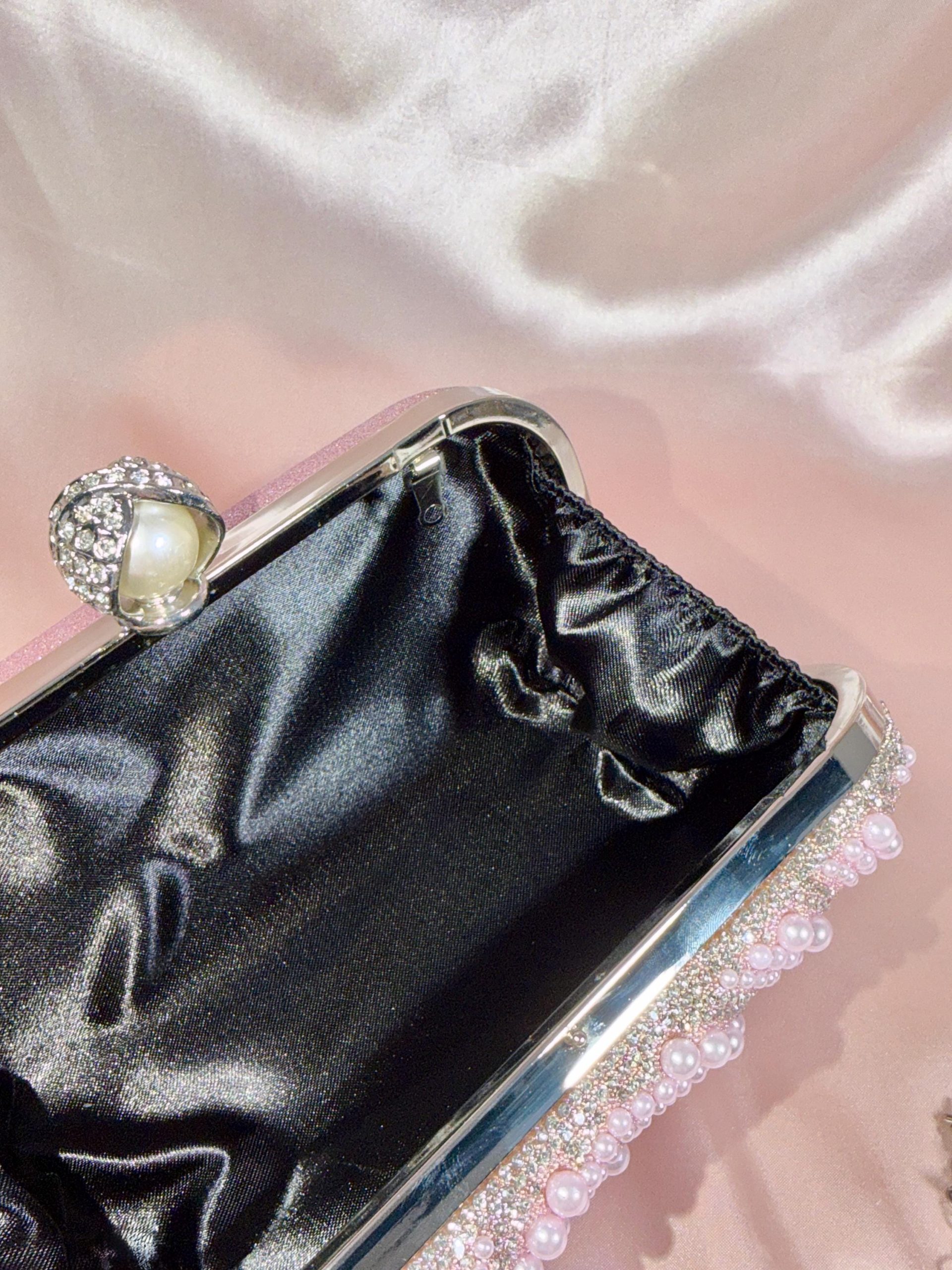 Pink Pearl Clutch Purse – Beaded Clutch Bag