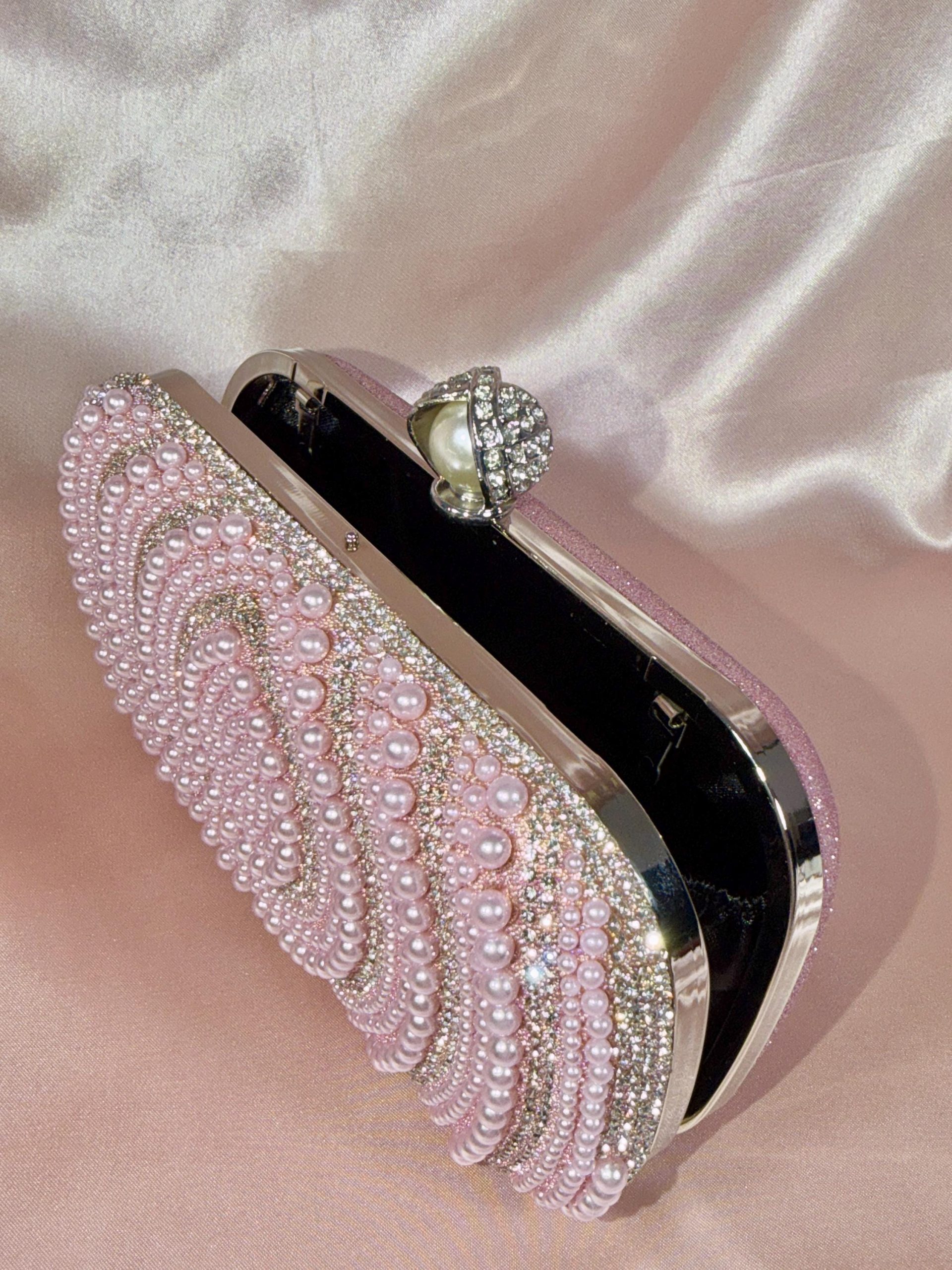 Pink Pearl Clutch Purse – Beaded Clutch Bag