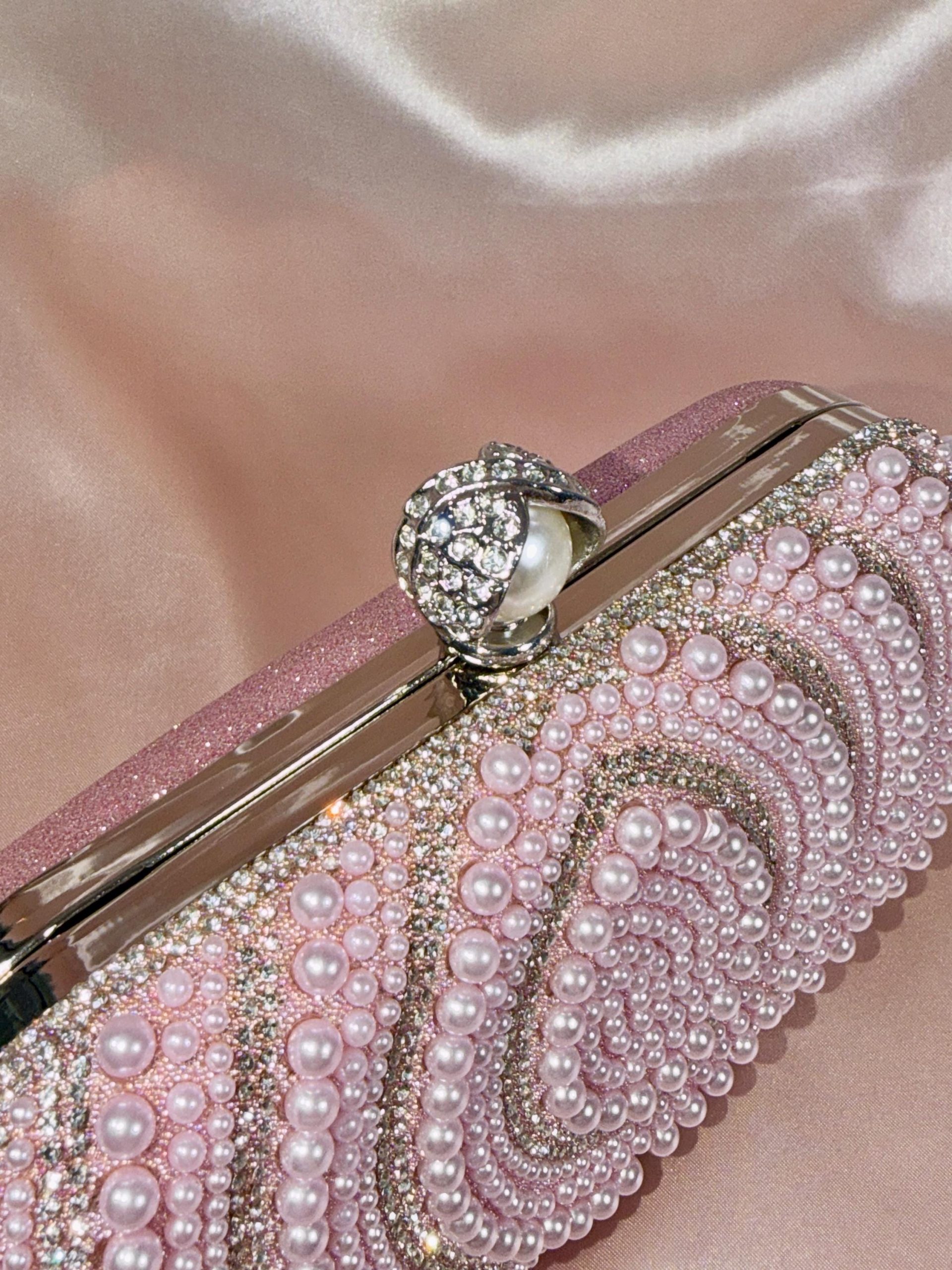 Pink Pearl Clutch Purse – Beaded Clutch Bag