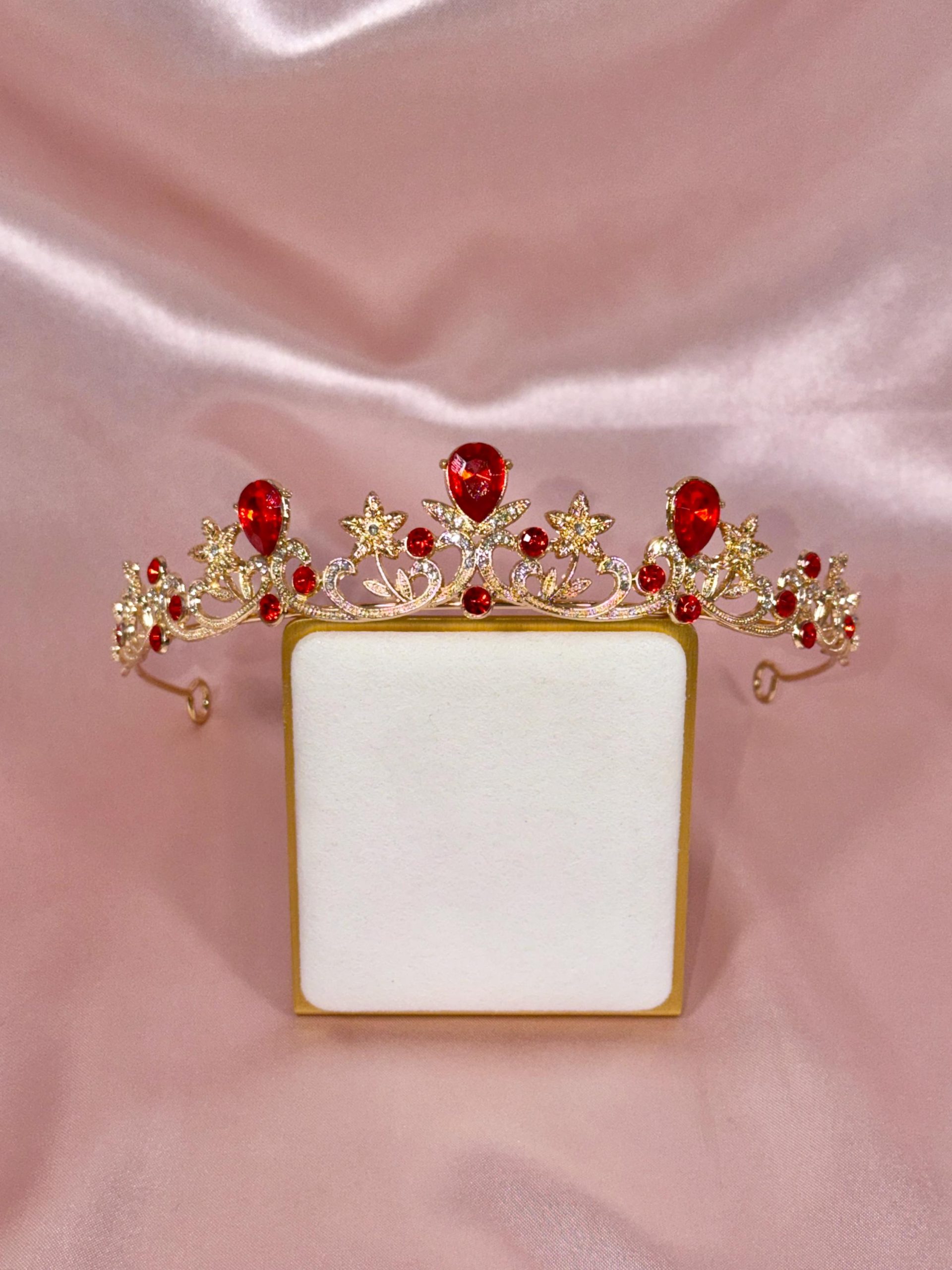 Royal Blue Crystal Tiara Crown – Gold Wedding Tiara