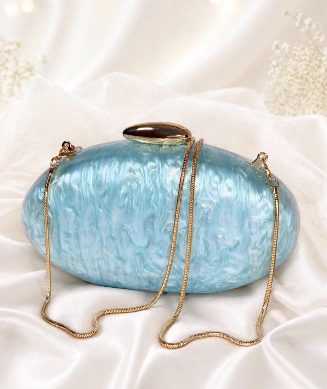 Blue Oval Clutch Purse