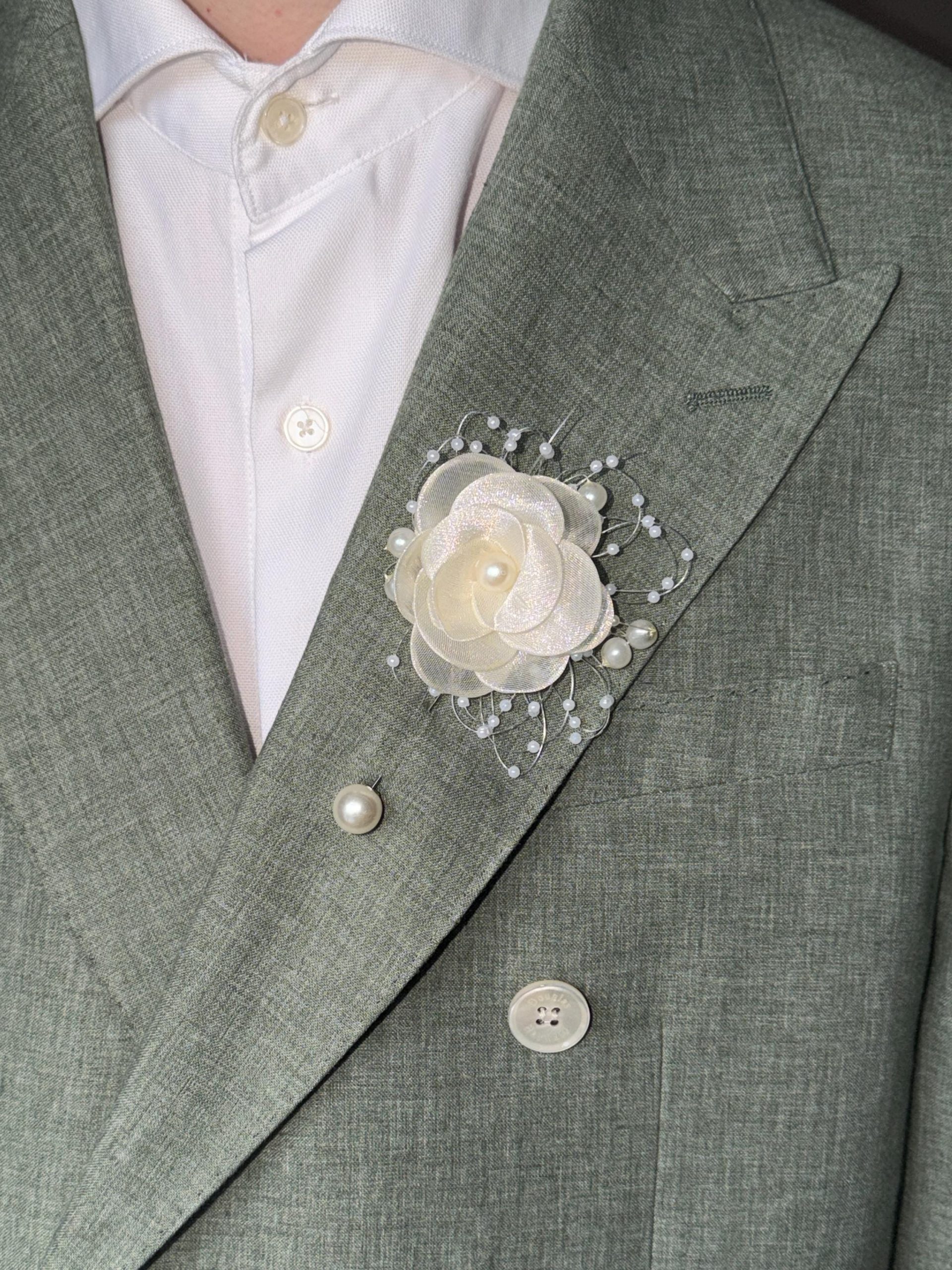 Wrist Corsage Bracelet and Boutonniere Set