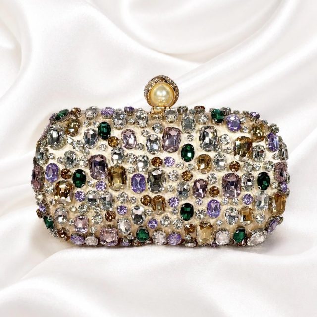 Multicolor Crystal Clutch Purse