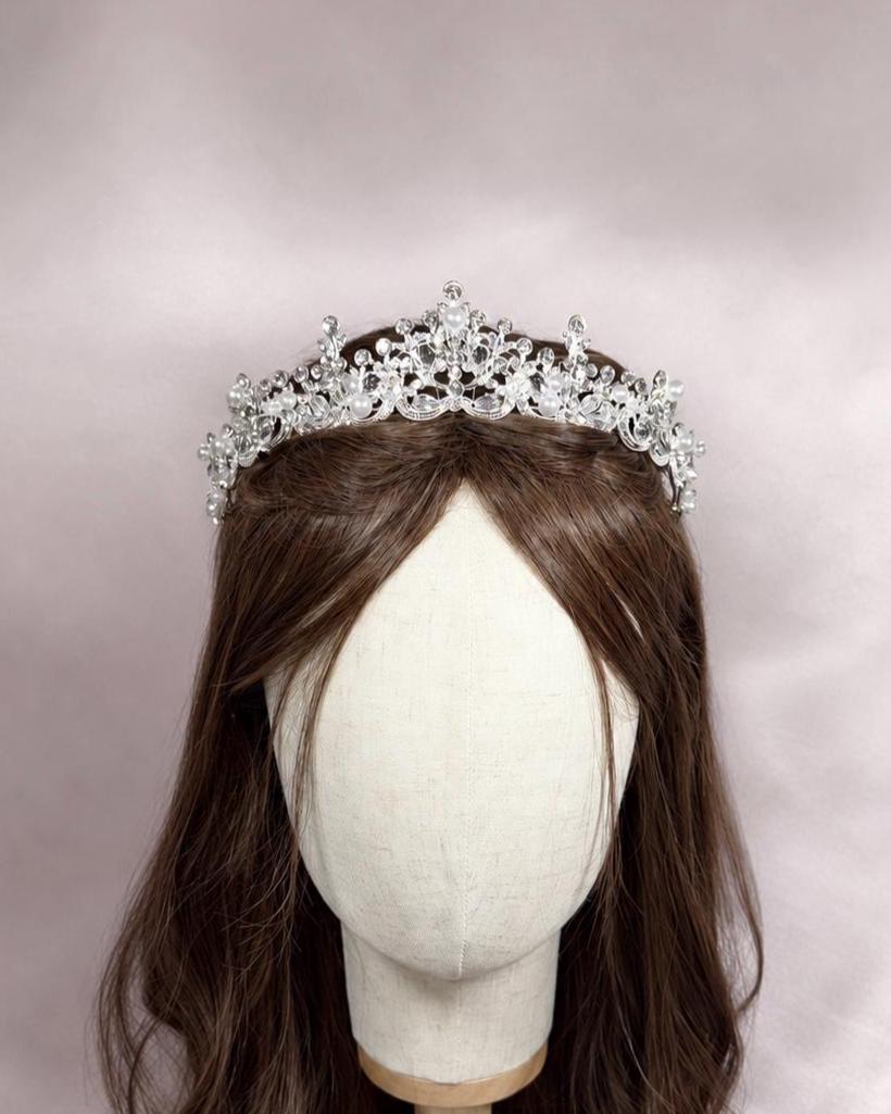 Silver Bridal Tiara – Crystal Wedding Crown I