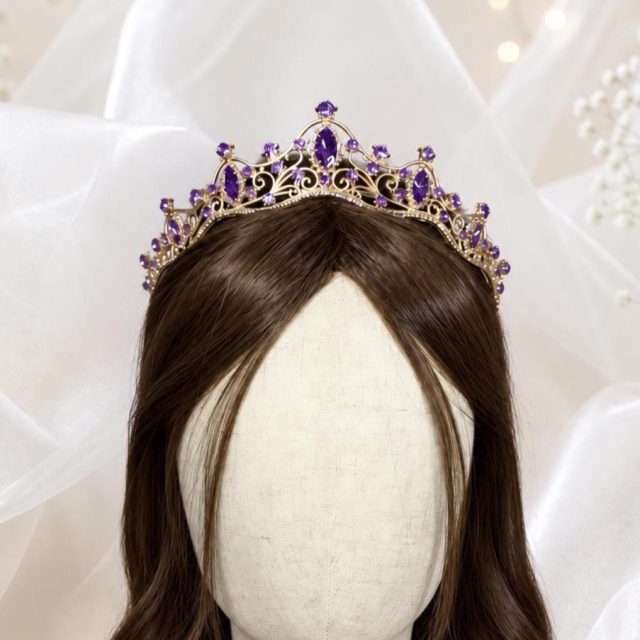 Purple Crystal Crown Gold Tiara